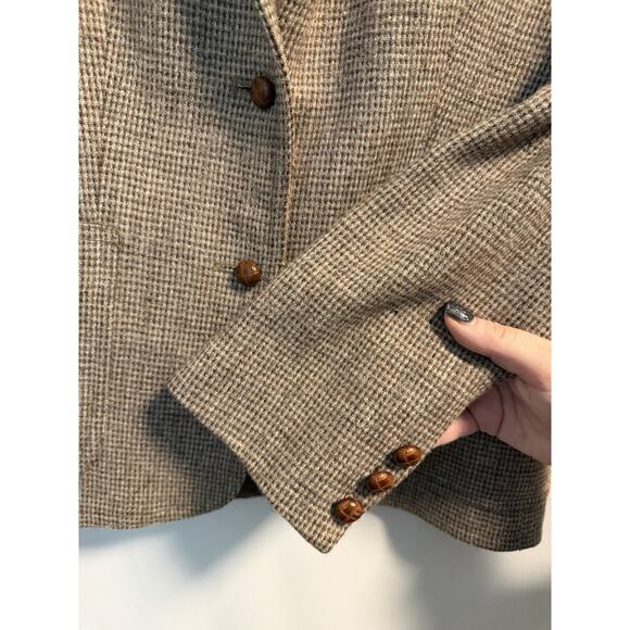Londonderry | Women’s Vintage Wool Jacket Tweed Checked Tan Brown- Size 7/8 - Picture 5 of 9